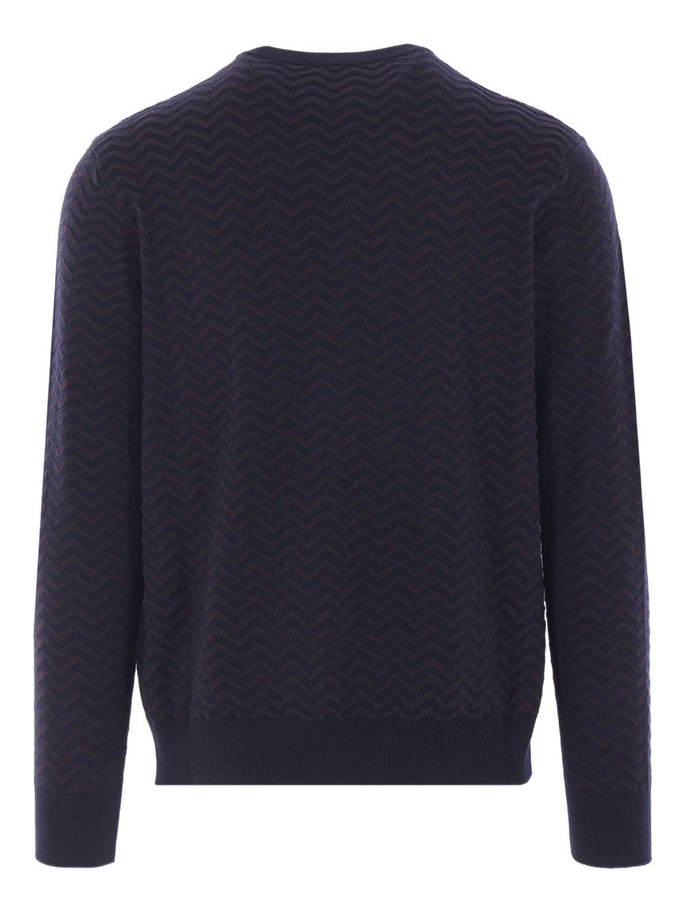Crew neck jumper in virgin wool with chevron vanisé pattern GM001957 AF19069FB016 GIORGIO ARMANI
