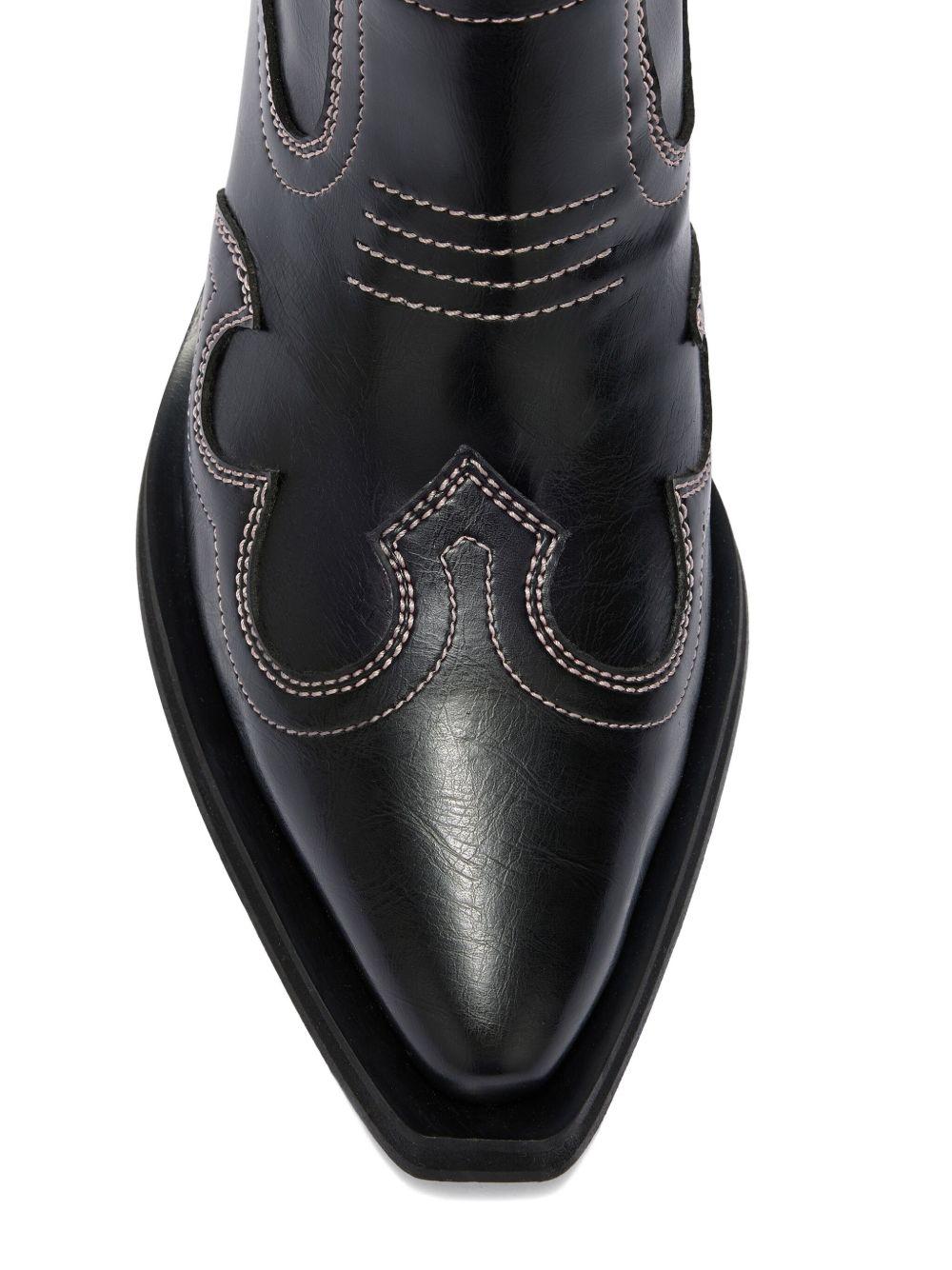 Embroidered Western ankle boots with low shaft B1010028 475 GANNI