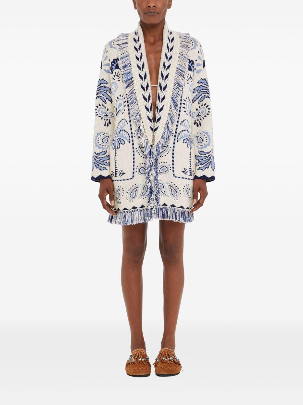 Cardigan with palm tree pattern LWHB064R25KNI005 0345 ALANUI