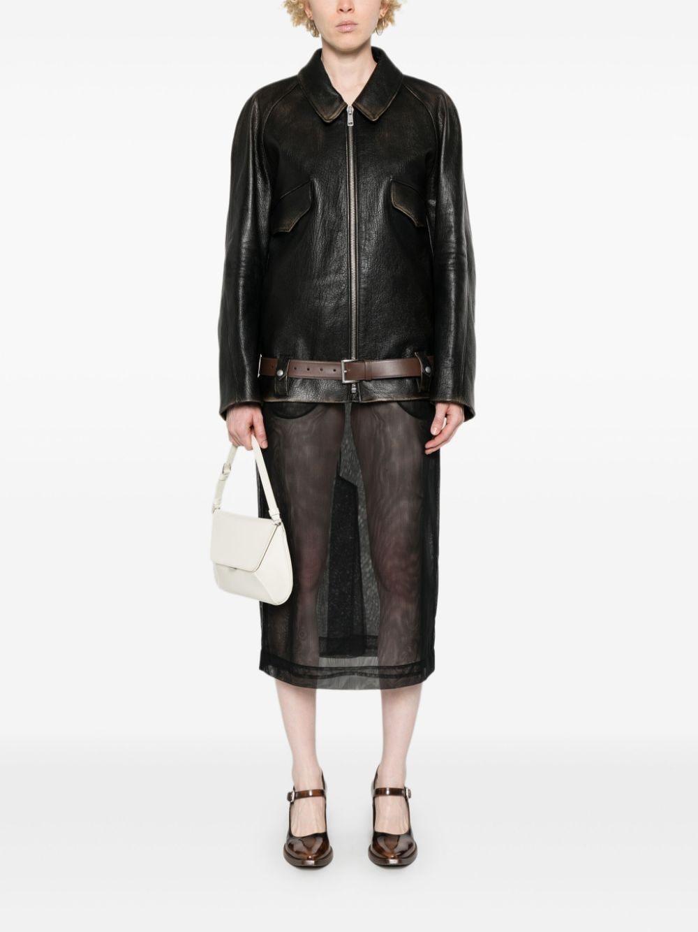 Belted leather jacket<BR/><BR/><BR/> 58A170 1455F0002 PRADA