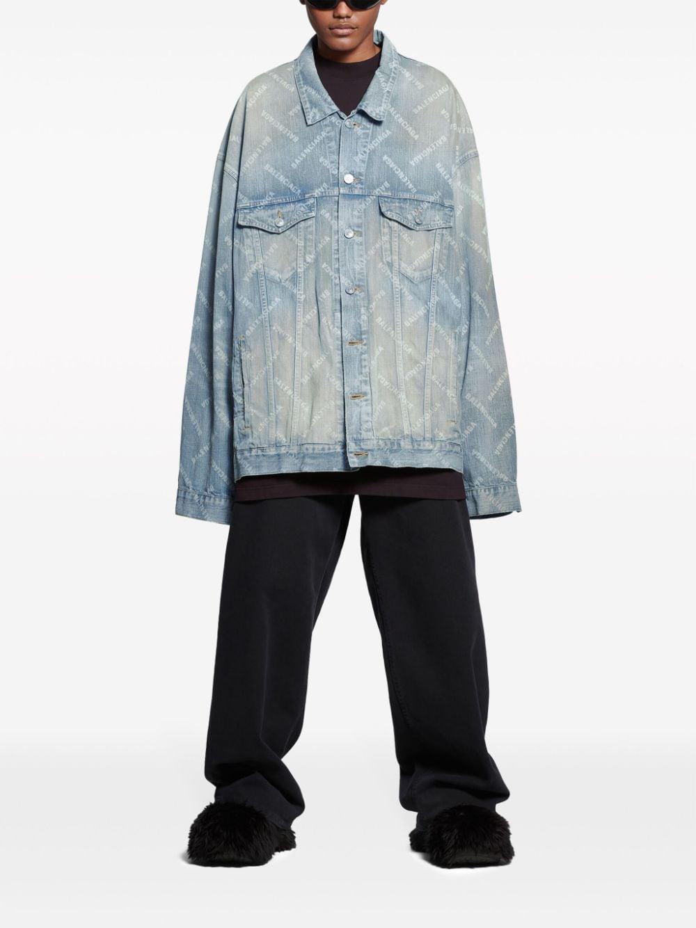 Logo-print denim jacket<BR/><BR/><BR/> 773616 TPW534868 BALENCIAGA