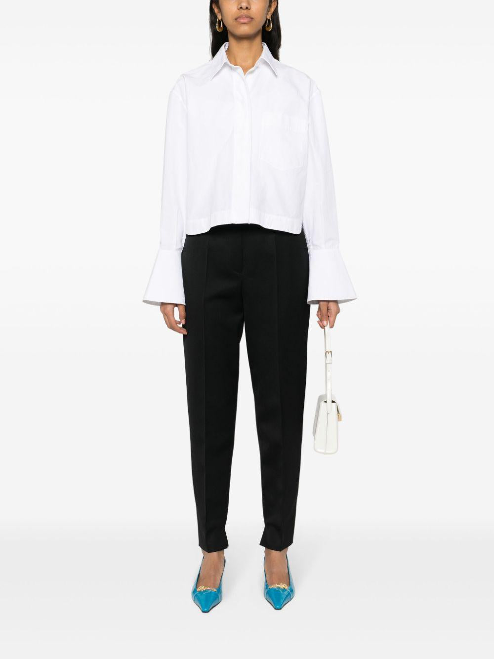 Pressed-crease tapered-leg trousers<BR/><BR/><BR/> P262H 477F0002 PRADA