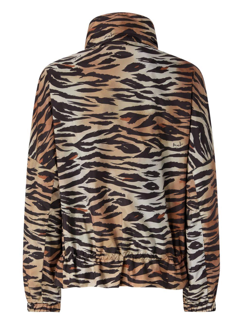 Zip-up jacket with tiger print 106264 A333ZC8 PINKO