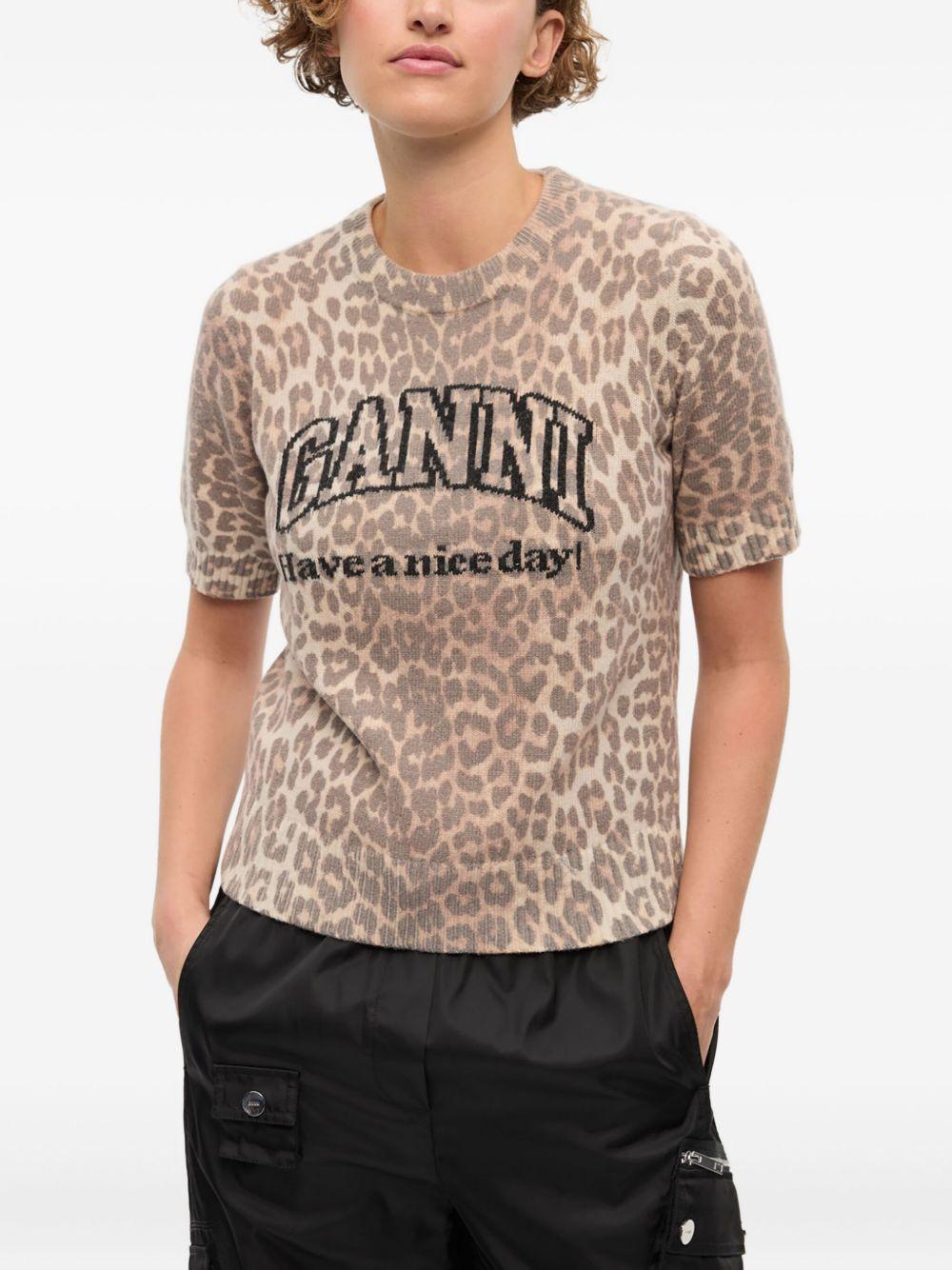 Leopard Wool Mix T-shirt K2500 943 GANNI