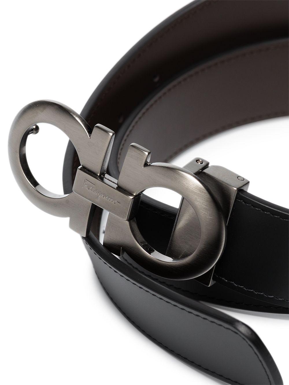 Reversible Gancini buckle belt<BR/><BR/><BR/> DOUBLE ADJUS. 464231NERO HICKORY FERRAGAMO