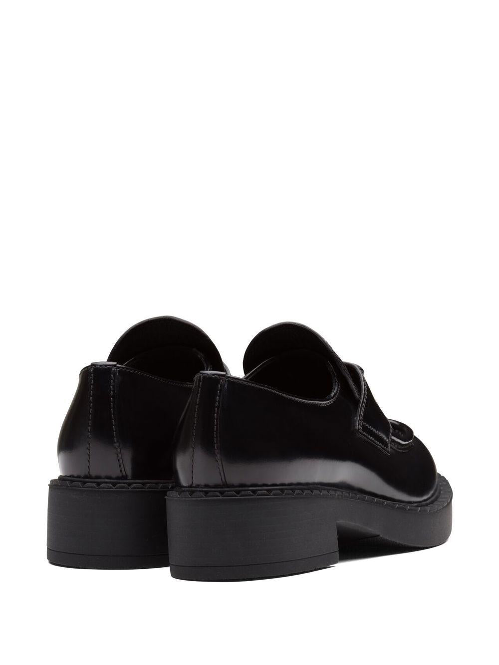 Black brushed leather loafers<BR/><BR/><BR/> 1D246M ULSF0002 PRADA