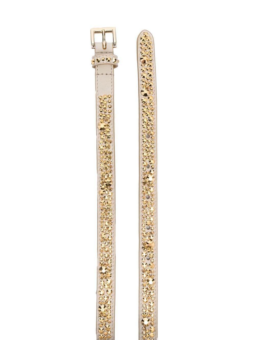 Crystal-embellished leather buckle belt 1CC555 2D0HF0522 PRADA