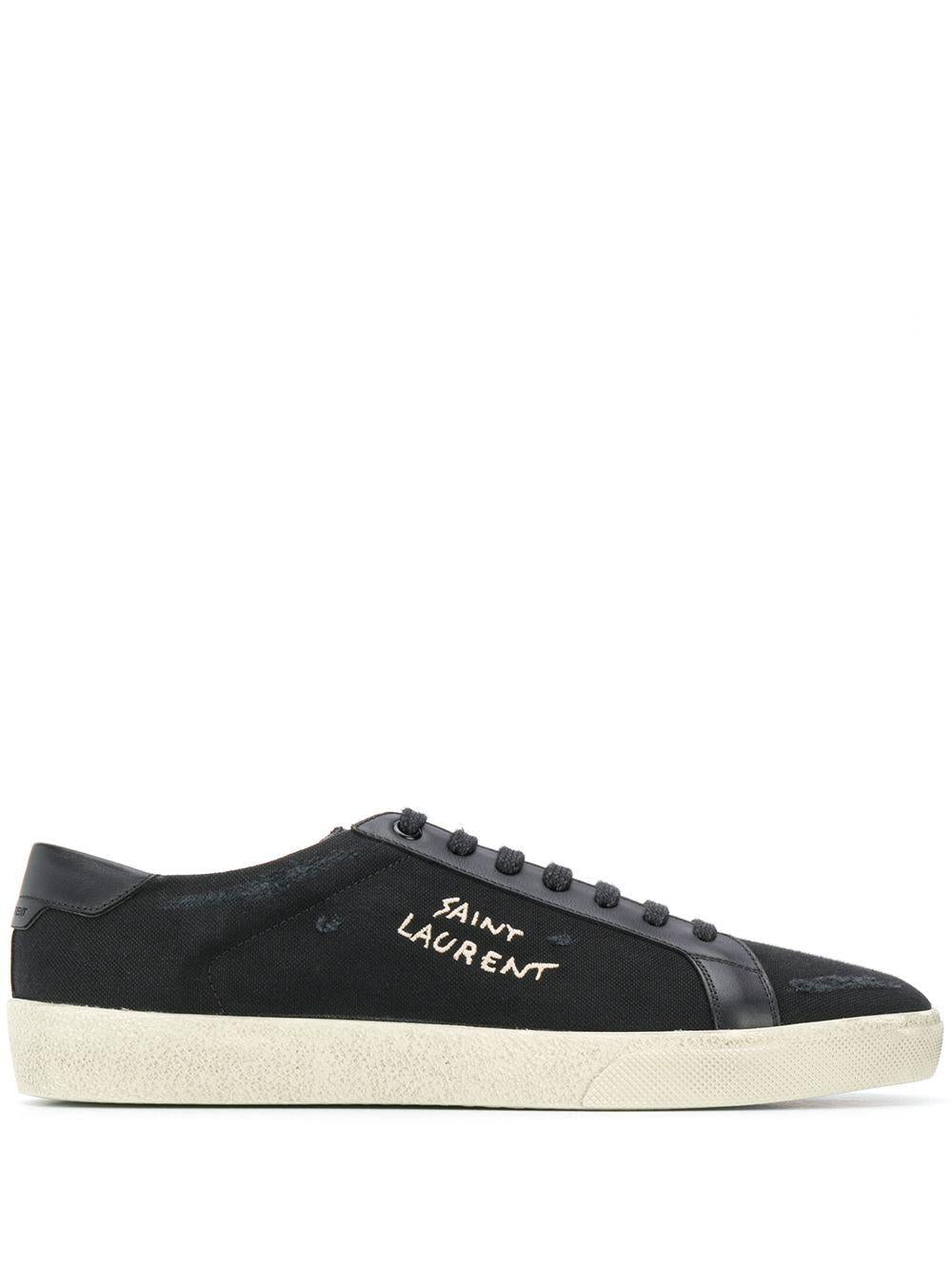 Black/white logo-print low-top sneakers 611106GUP50 1000 SAINT LAURENT