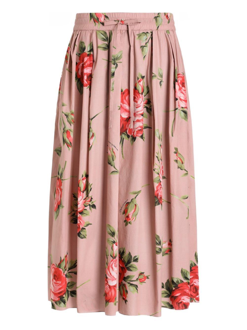 Rose bouquet-print midi skirt F4DC7T HS5UTHF5ZN DOLCE & GABBANA