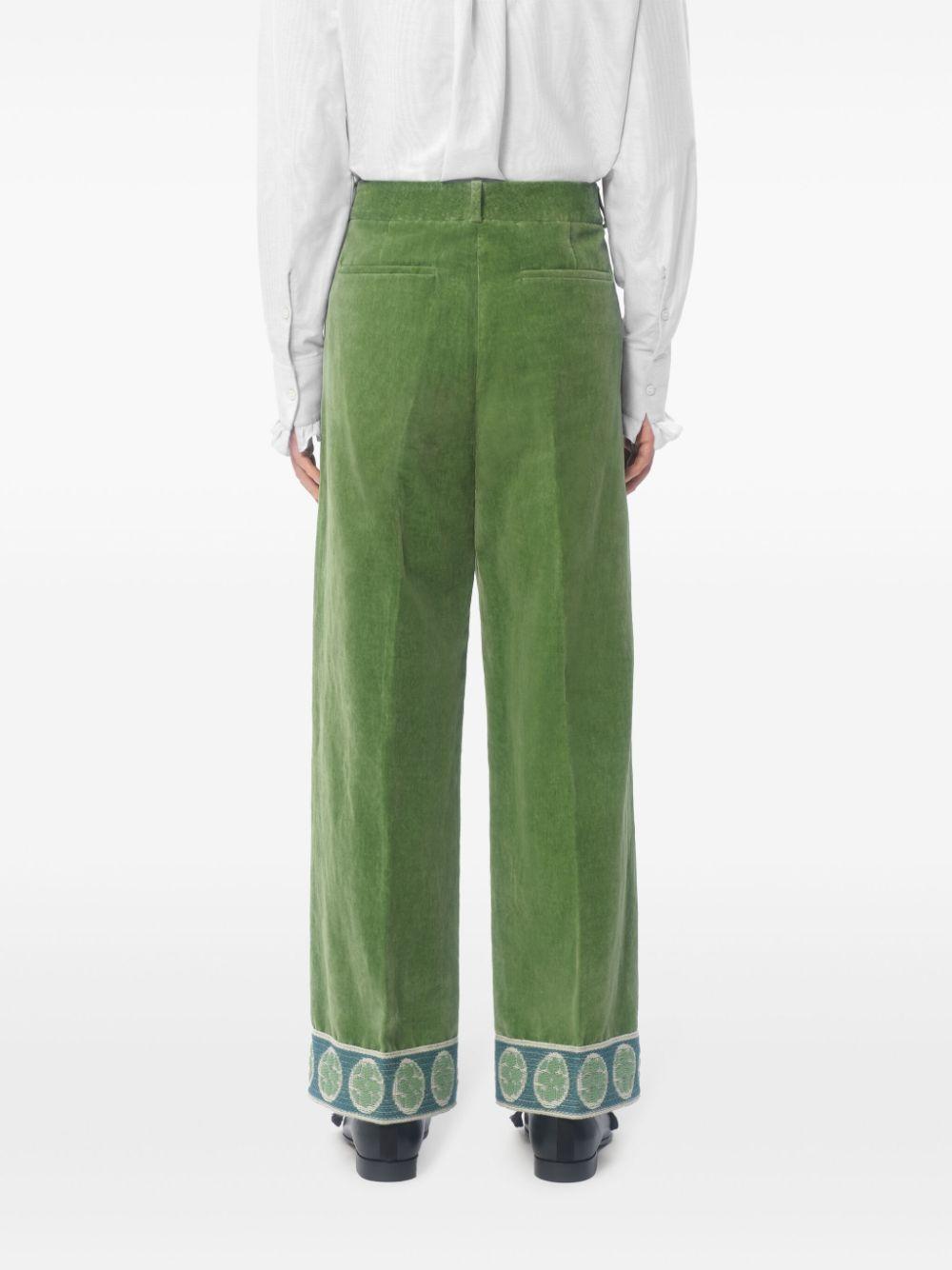 Jacquard-hem velvet trousers<BR/><BR/><BR/> 6V3RBJ74AM2 LR1 VALENTINO GARAVANI