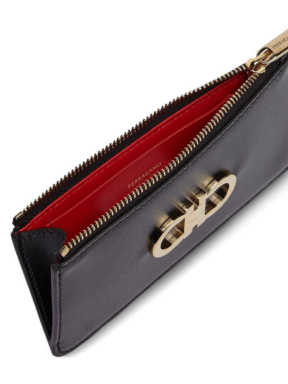 Gancini leather cardholder<BR/><BR/><BR/> PORTA CARTE 770767NERO FERRAGAMO