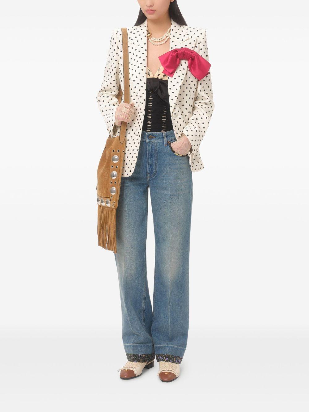Wide-leg jeans crafted with floral print fabric trim 6B0DD19X94V 558 VALENTINO GARAVANI
