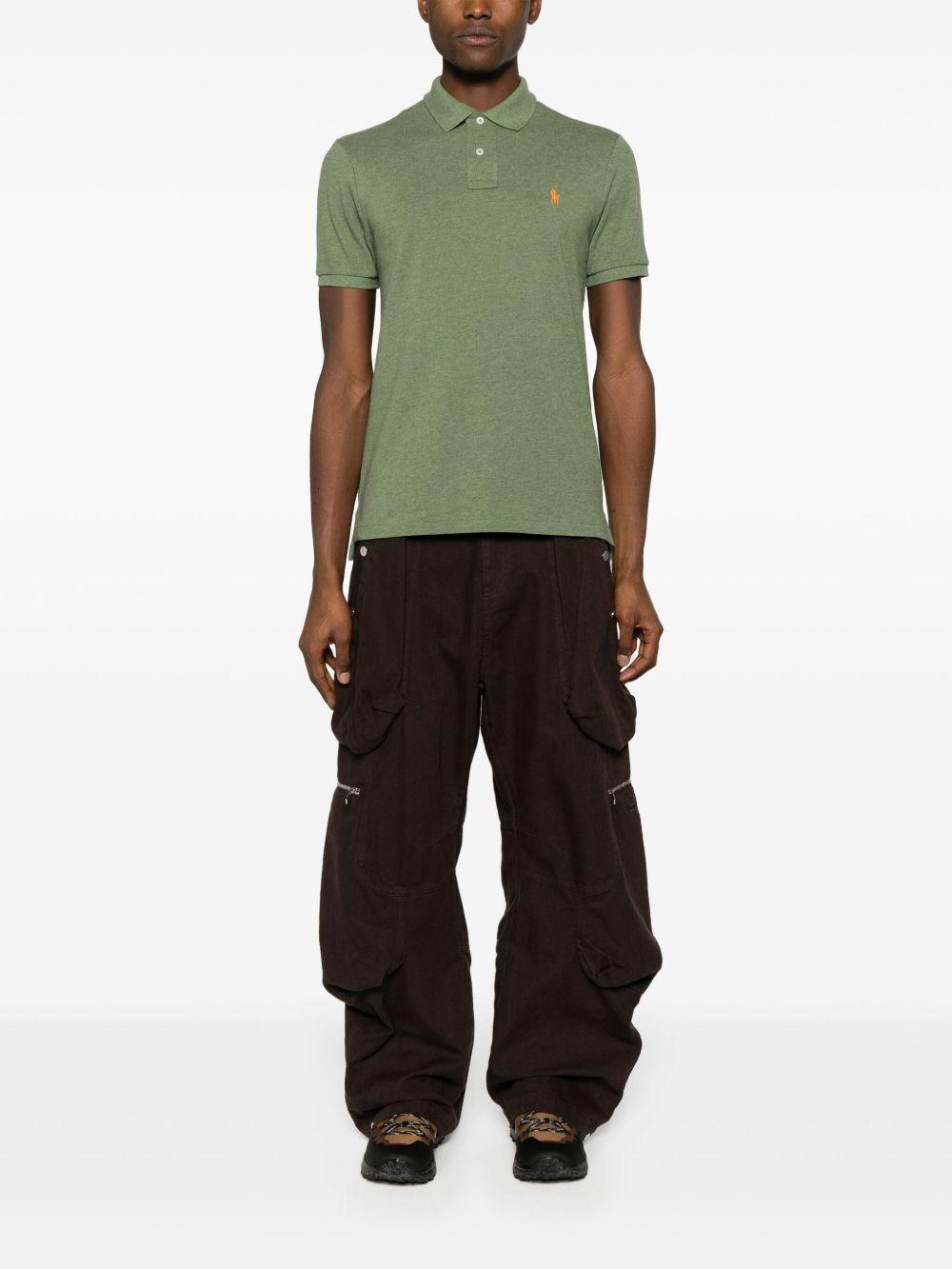 Embroidered-logo piqué polo shirt<BR/><BR/><BR/> 710680784367 CARGO GREEN HEATHER POLO RALPH LAUREN