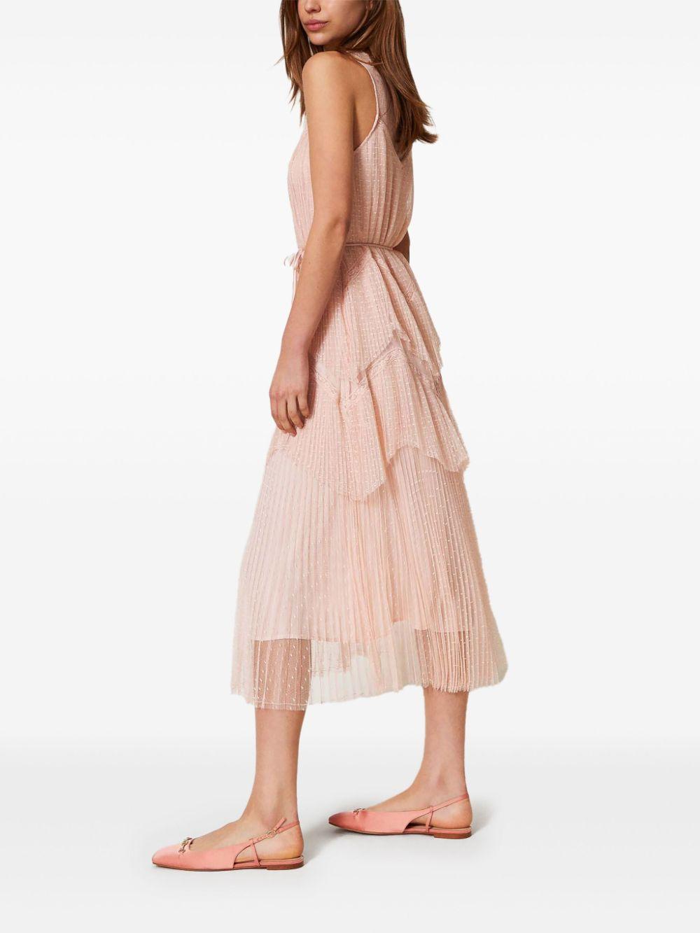 Long tulle dress with pleated flounces 251TP2511 00178 TWINSET