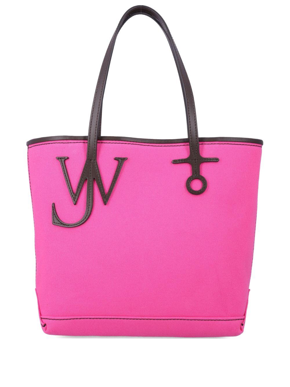 Small anchor canvas & leather tote in pink HB0768 FA0442307 JW ANDERSON
