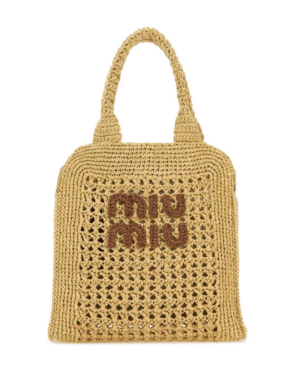 Crochet tote bag<BR/><BR/> 5BA283 ADO1F0A5T MIU MIU