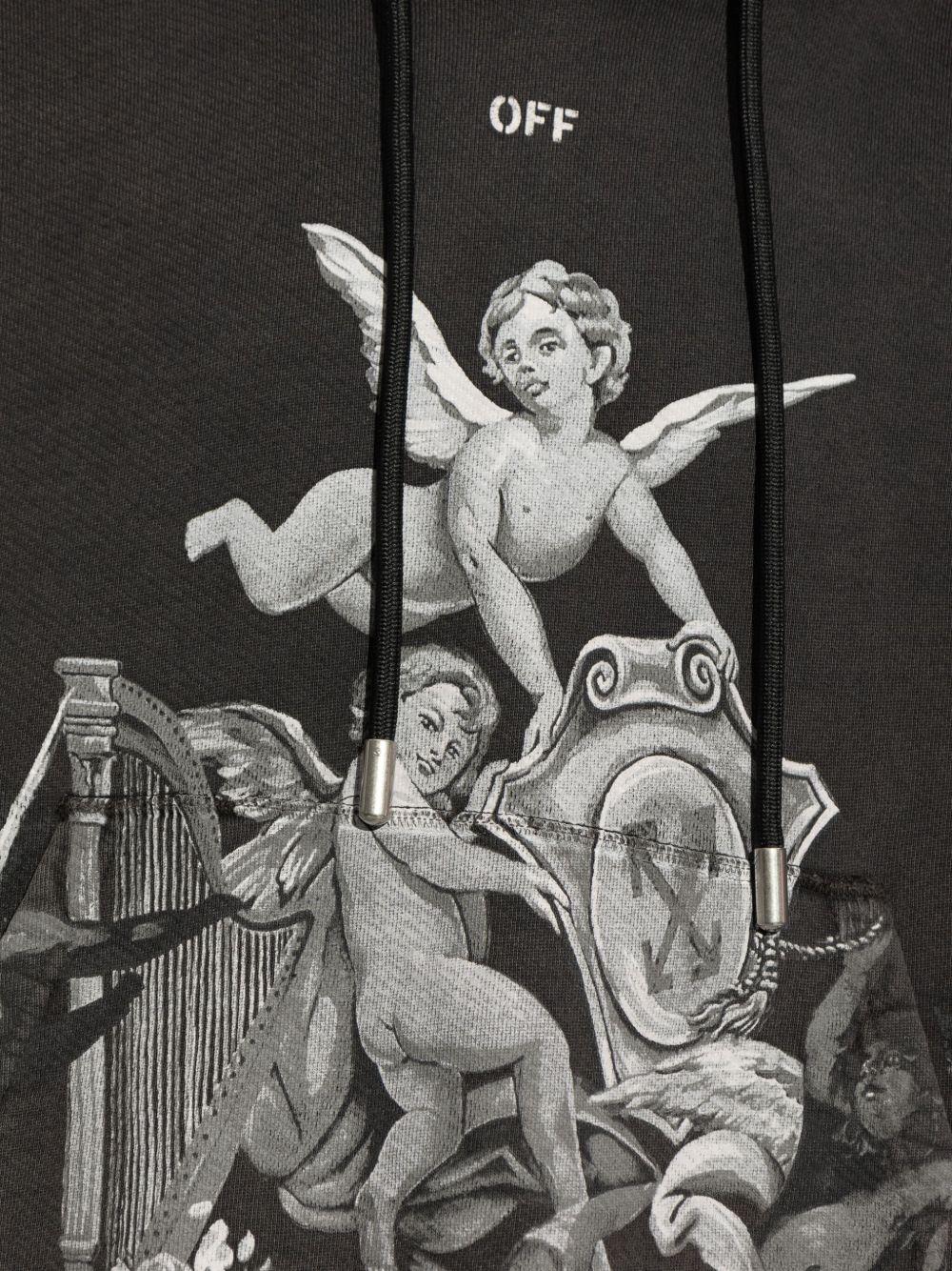 Angel graphic-print hoodie<BR/><BR/><BR/> OMBB085S25FLE002 1301 OFF-WHITE