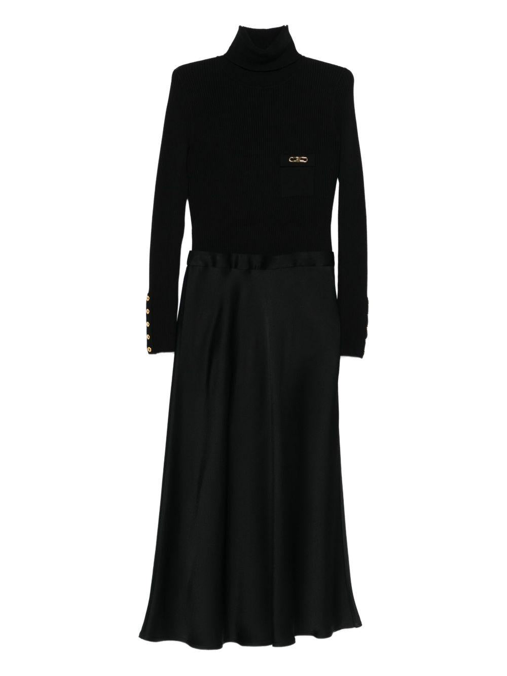 Dress in ribbed knit and satin fabrics with pocket AM06B56E2 110 ELISABETTA FRANCHI