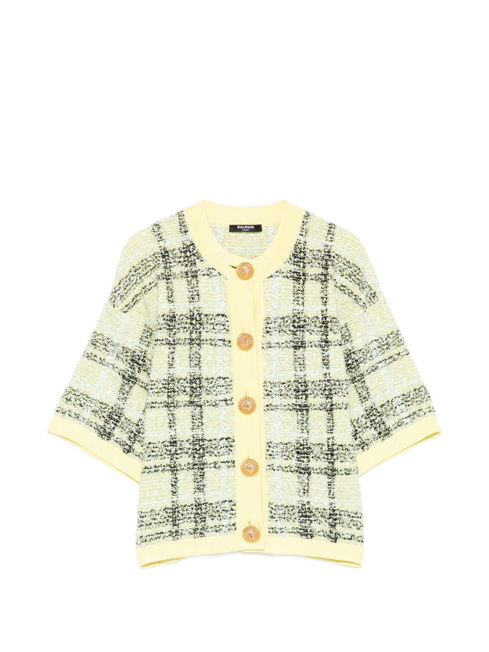 check tweed cardigan GF1SB230KJ56 IJX BALMAIN
