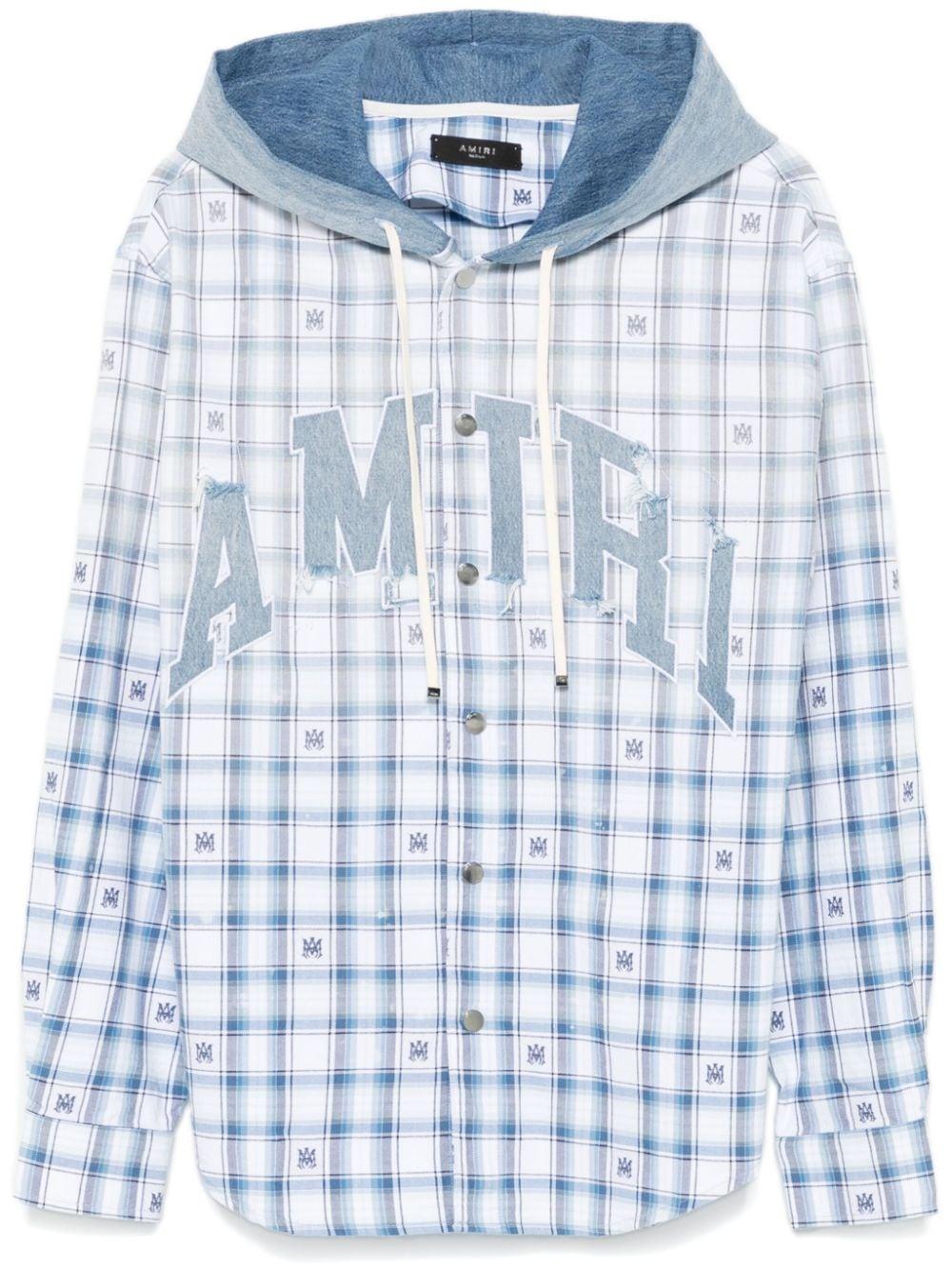 Logo-patch shirt<BR/><BR/><BR/> AMSTOS1016 CERULEAN AMIRI