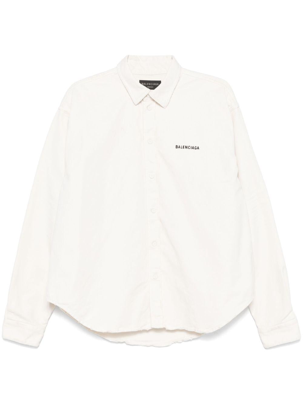 Logo Embroidered Ivory Oversized Shirt 822840 TRWA59000 BALENCIAGA