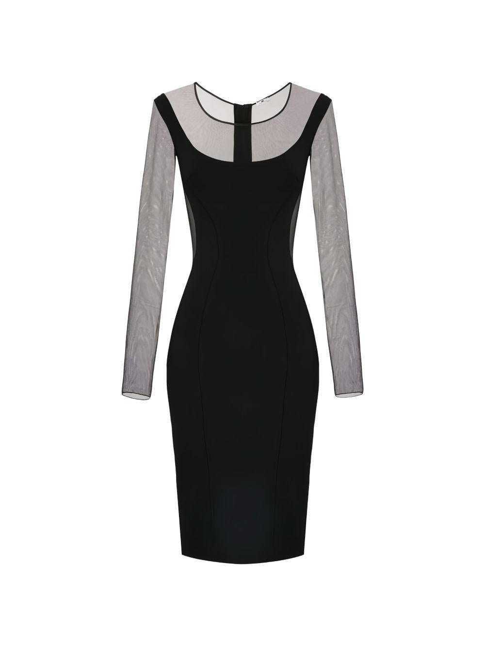 Light crepe and tulle dress with cut-out AB89862E2 110 ELISABETTA FRANCHI