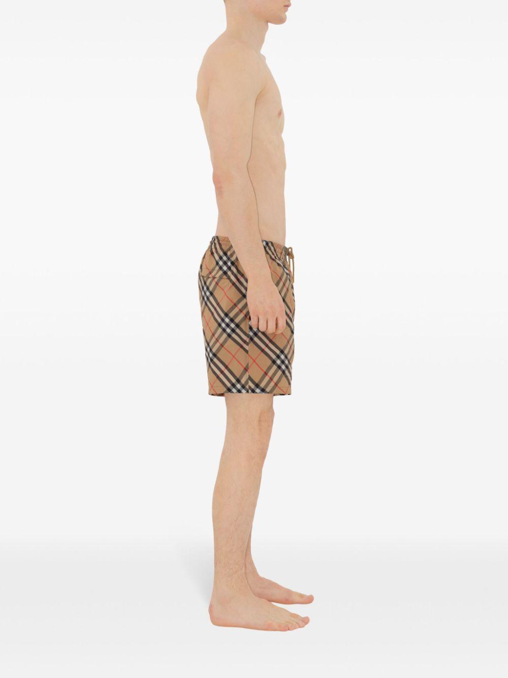 Check-print drawstring swim shorts<BR/><BR/><BR/> 8087335 B9368 BURBERRY