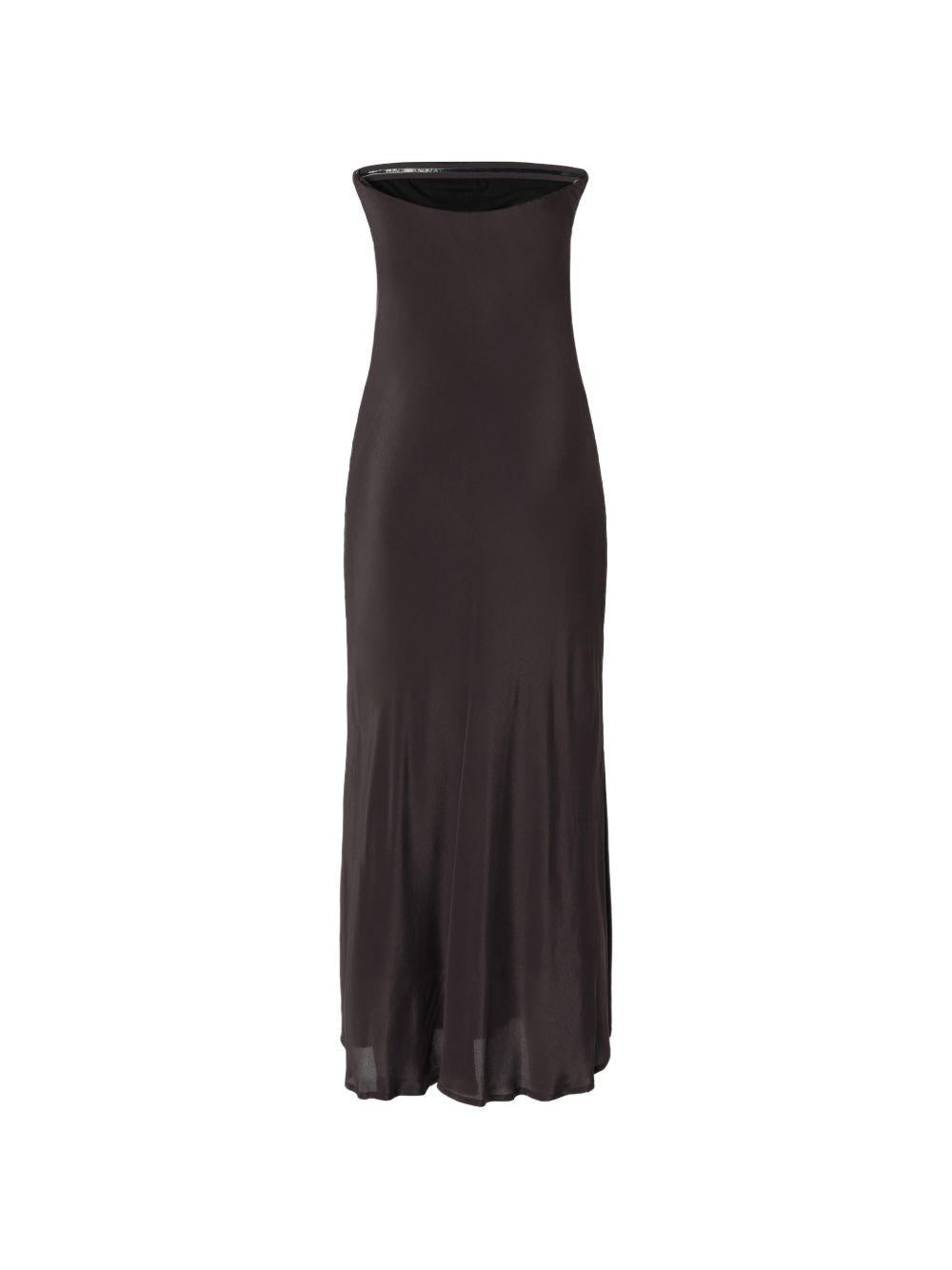 Long bandeau dress in viscose and silk crêpe de chine 106875 A3E2M04 PINKO