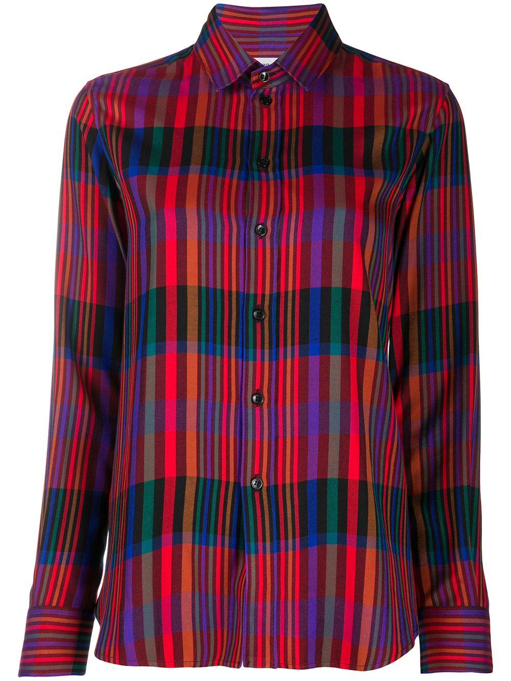 Red/multicolour tartan check buttoned shirt 395733 Y7B318487 SAINT LAURENT