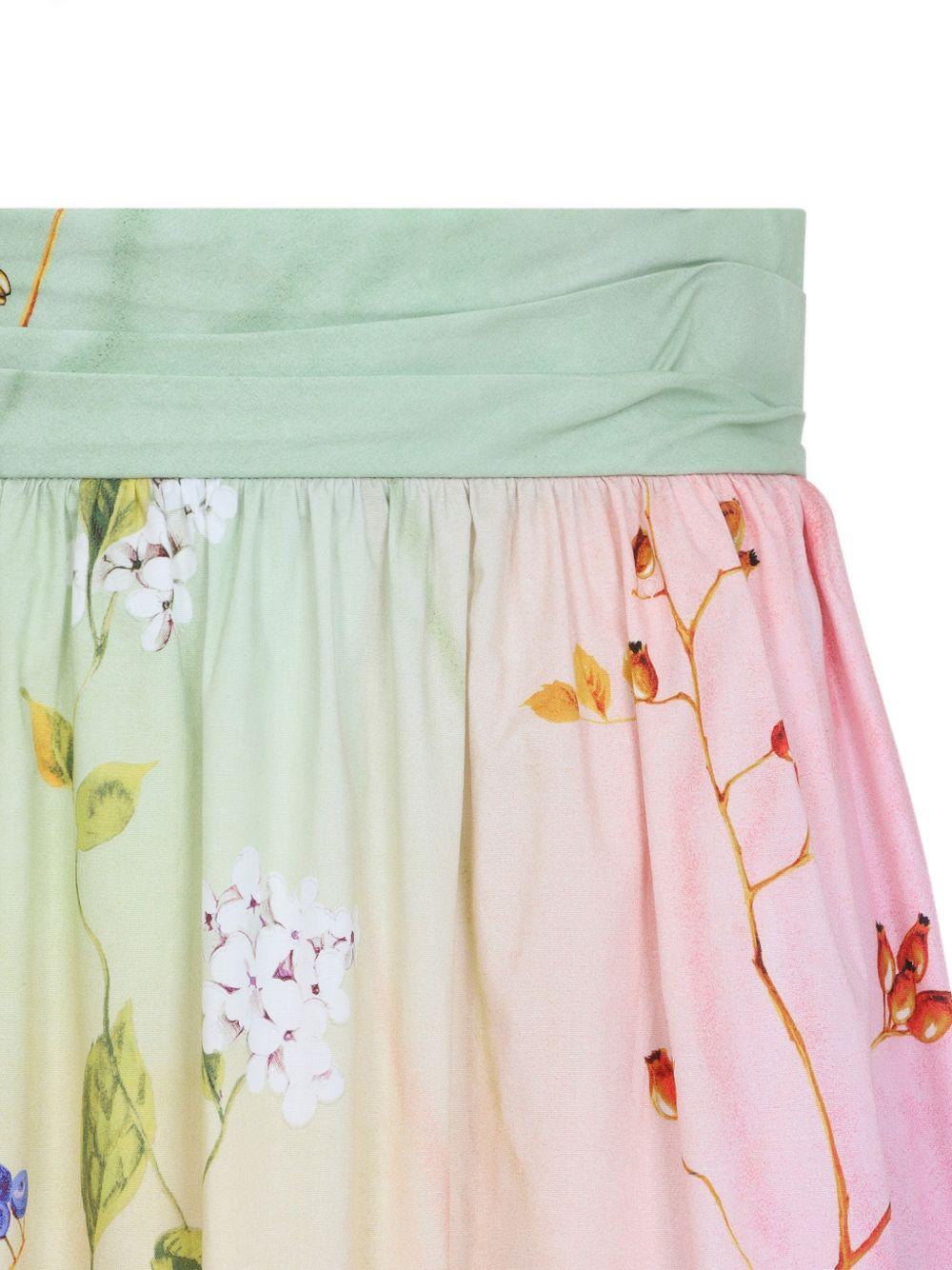 Midi Skirt with Miami Flowers Print WQT303 3AR32D0509 ROBERTO CAVALLI