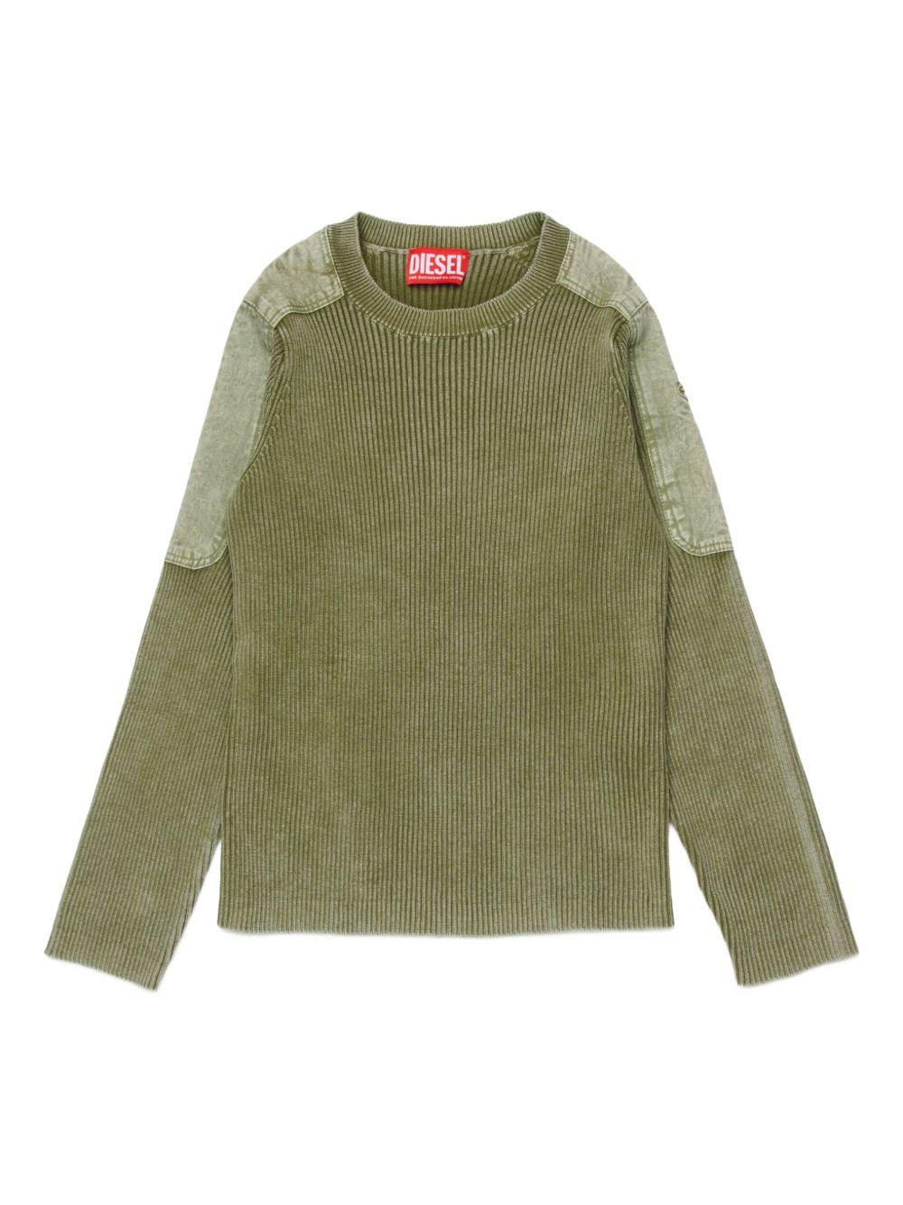 Knit top with tonal canvas patches J02651 KYA0DK511 DIESEL KIDS