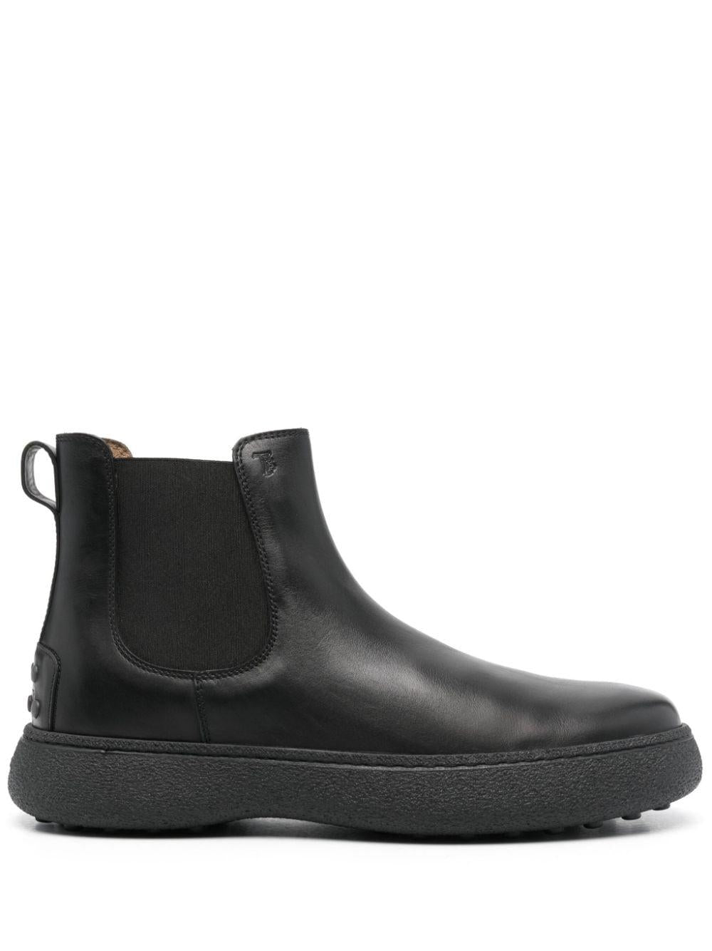 Logo-debossed leather boots<BR/><BR/><BR/> XXM06L00P20D90 B999 TOD'S