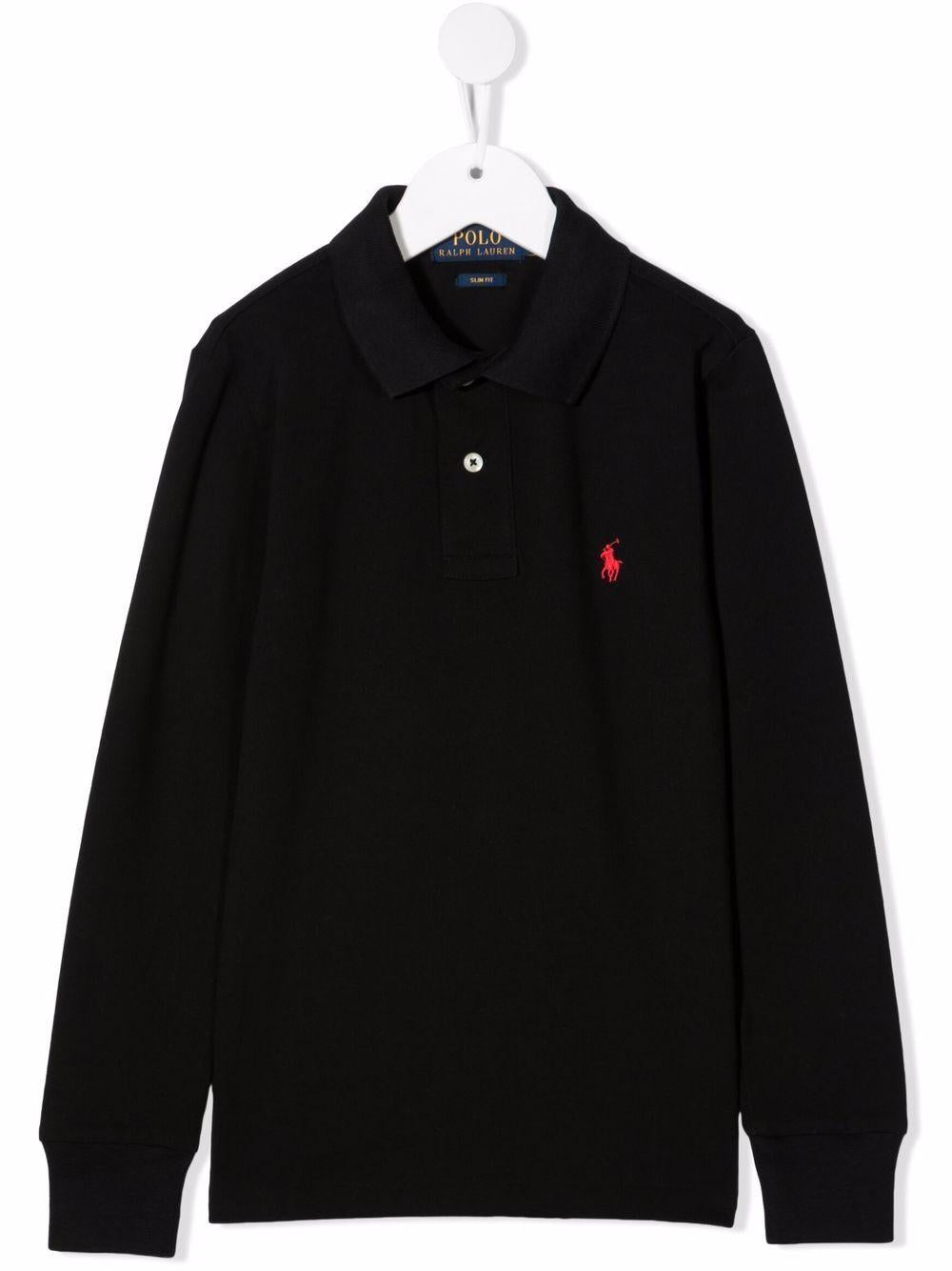 Front logo long sleeves polo 323708858011 POLOBLACK POLO RALPH LAUREN KIDS