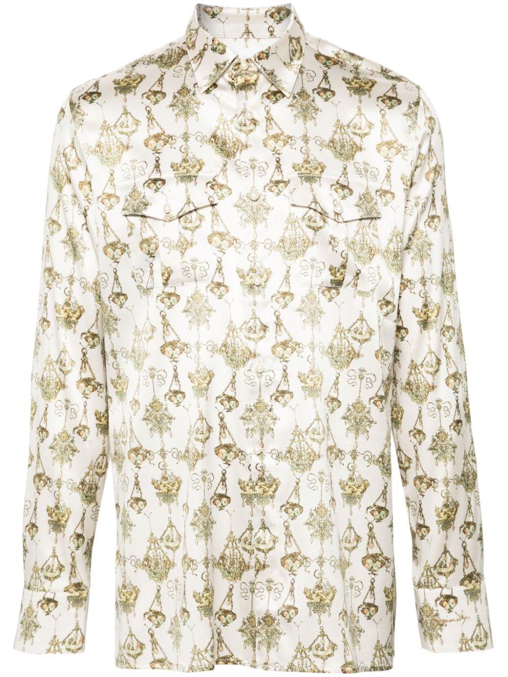 chandelier-print silk shirt<BR/><BR/><BR/><BR/> BM612415S4 182 GIVENCHY