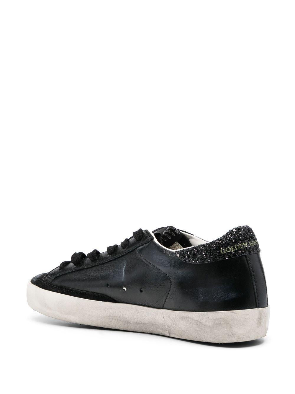 SUPER STAR LEATHER UPPER AND HEEL SUEDE TOE GLITTER STAR SNEAKERS GWF00101 F00346390100 GOLDEN GOOSE