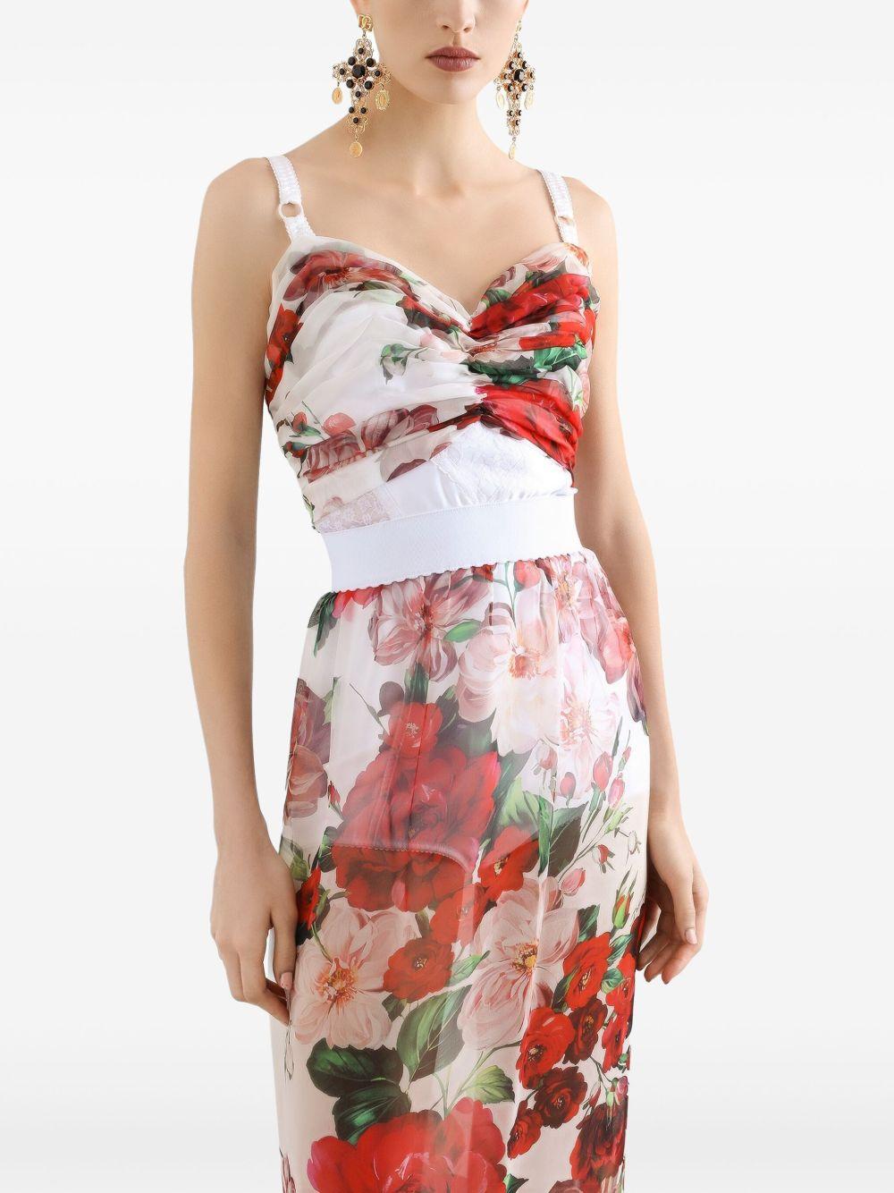 Rose-print marquisette and chiffon corset top F7AX5T IS1Y6HA5PD DOLCE & GABBANA