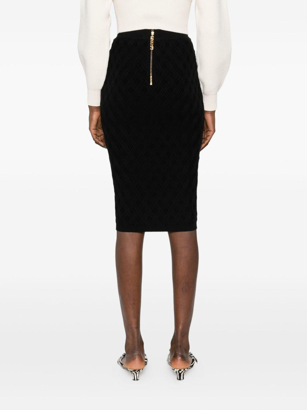 Skirt in knit fabric with diamonds and jewel details GK20B56E2 110 ELISABETTA FRANCHI