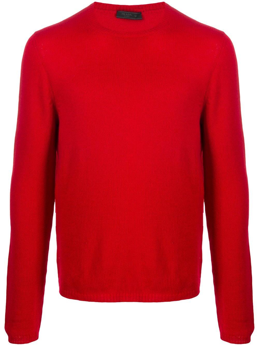 Maglione a girocollo di colore rosso in cashmere UMN864 S 122 643F0011 PRADA