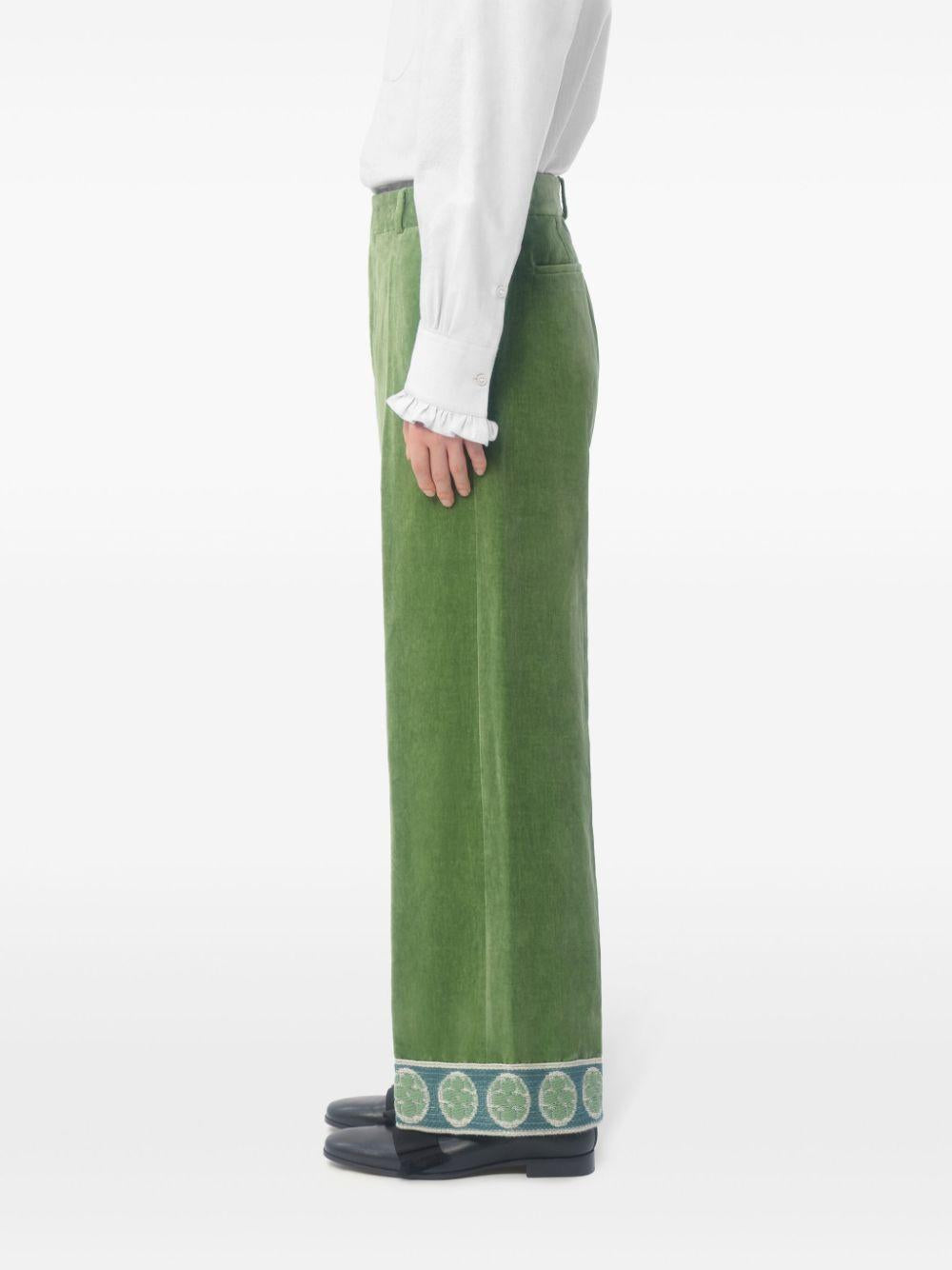 Jacquard-hem velvet trousers<BR/><BR/><BR/> 6V3RBJ74AM2 LR1 VALENTINO GARAVANI