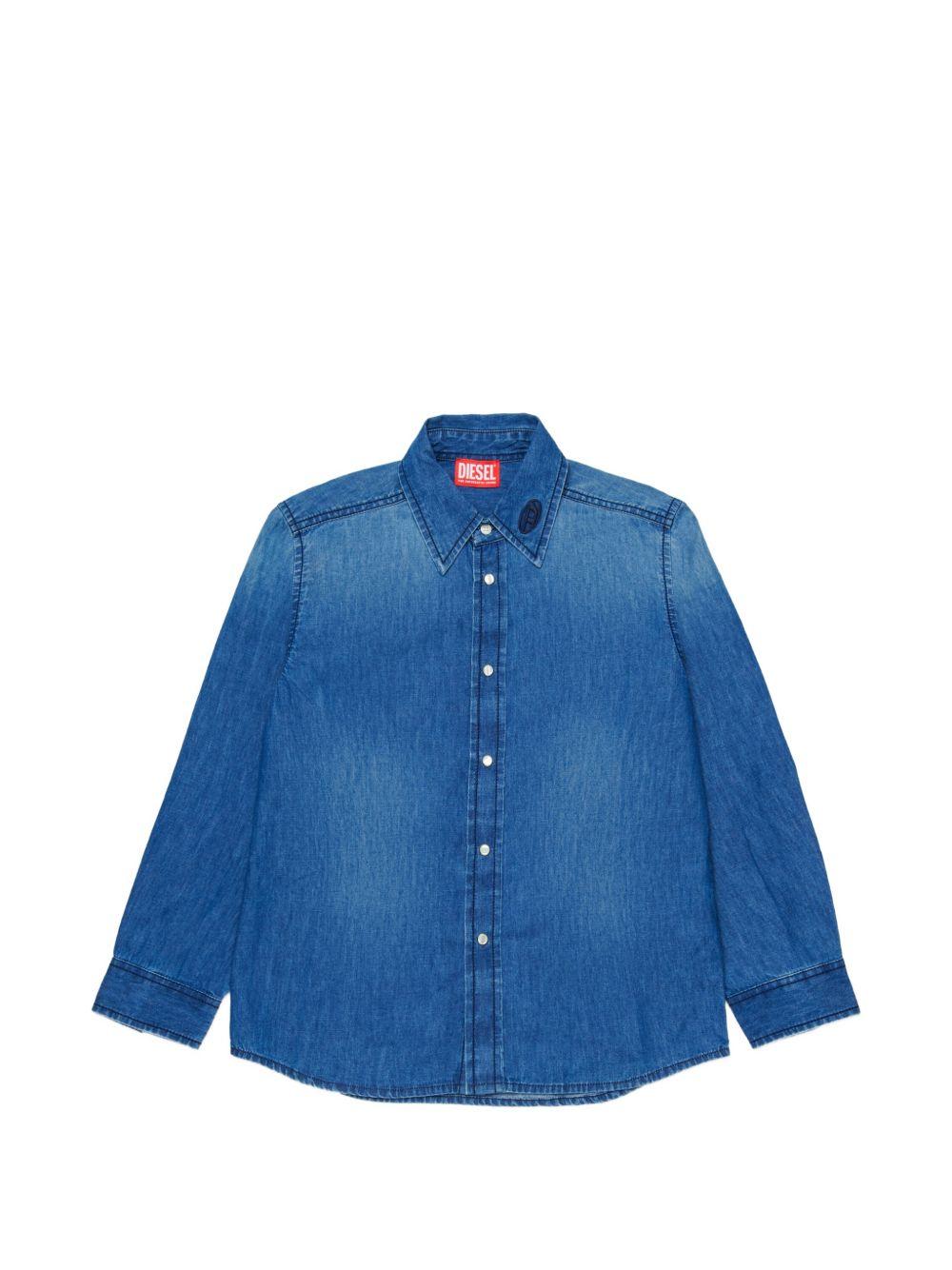 Denim shirt with Oval D embroidery J01330 KXBRWK01 DIESEL KIDS