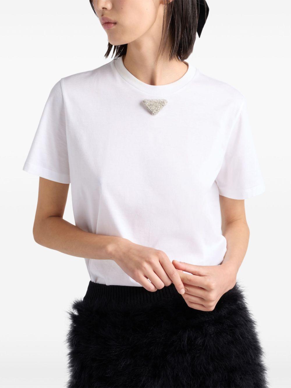 Triangle-embroidered T-shirt<BR/><BR/><BR/> 35838R 16DVF0009 PRADA