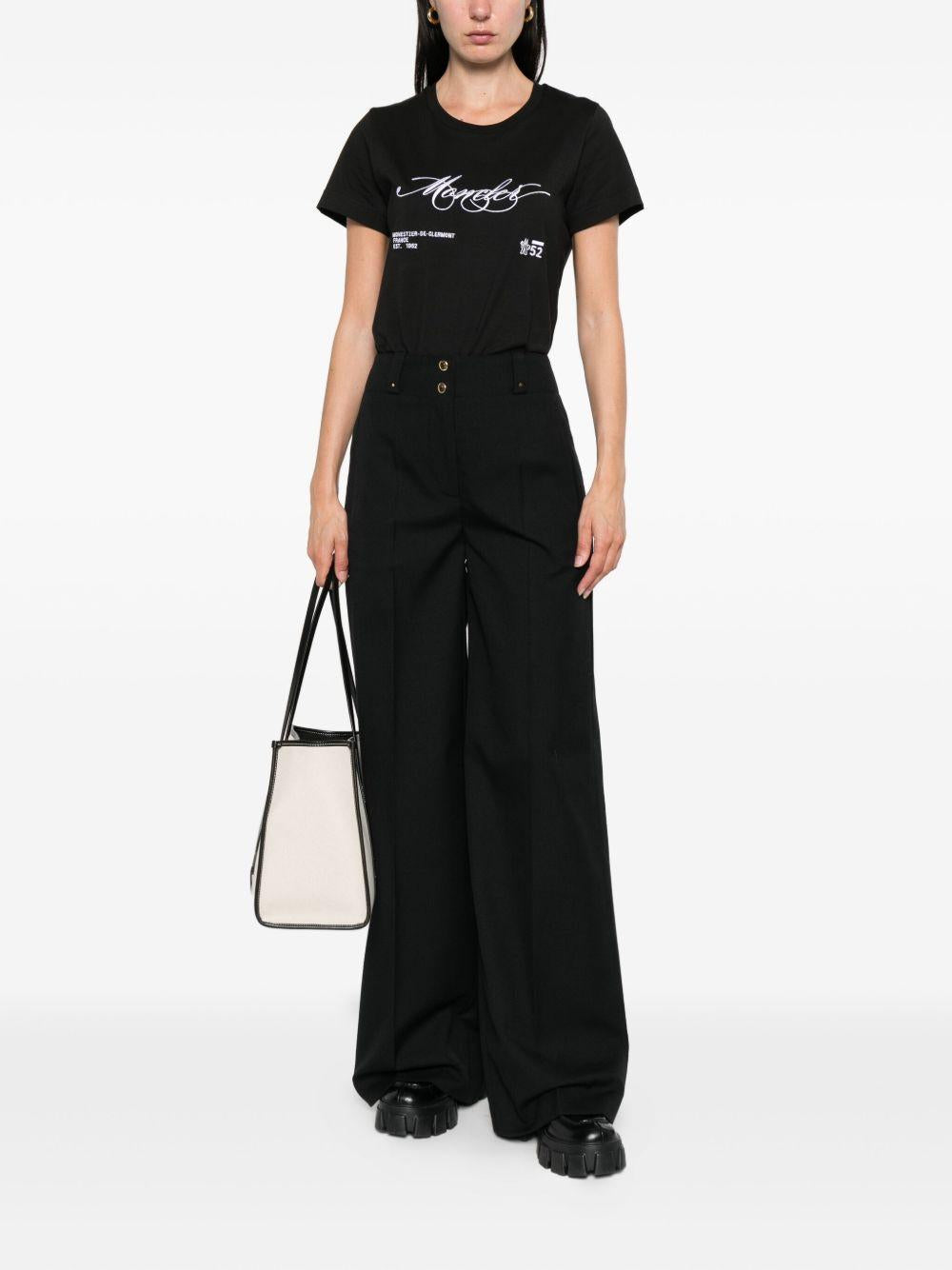 Cotton T-shirt with embroidered cursive logo K20938C00005 89AJS998 MONCLER