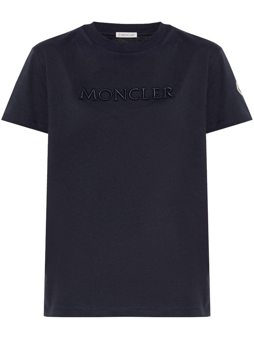 Embroidered tonal logo T-Shirt<BR/> K10938C00008 89AUO778 MONCLER