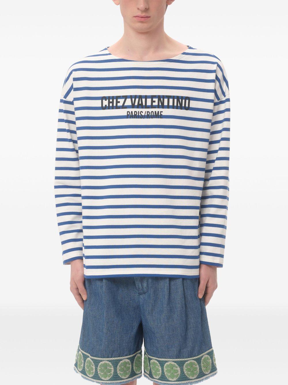 Chez Valentino-print striped T-shirt<BR/><BR/> 6V3MG16RAPV RGY VALENTINO GARAVANI