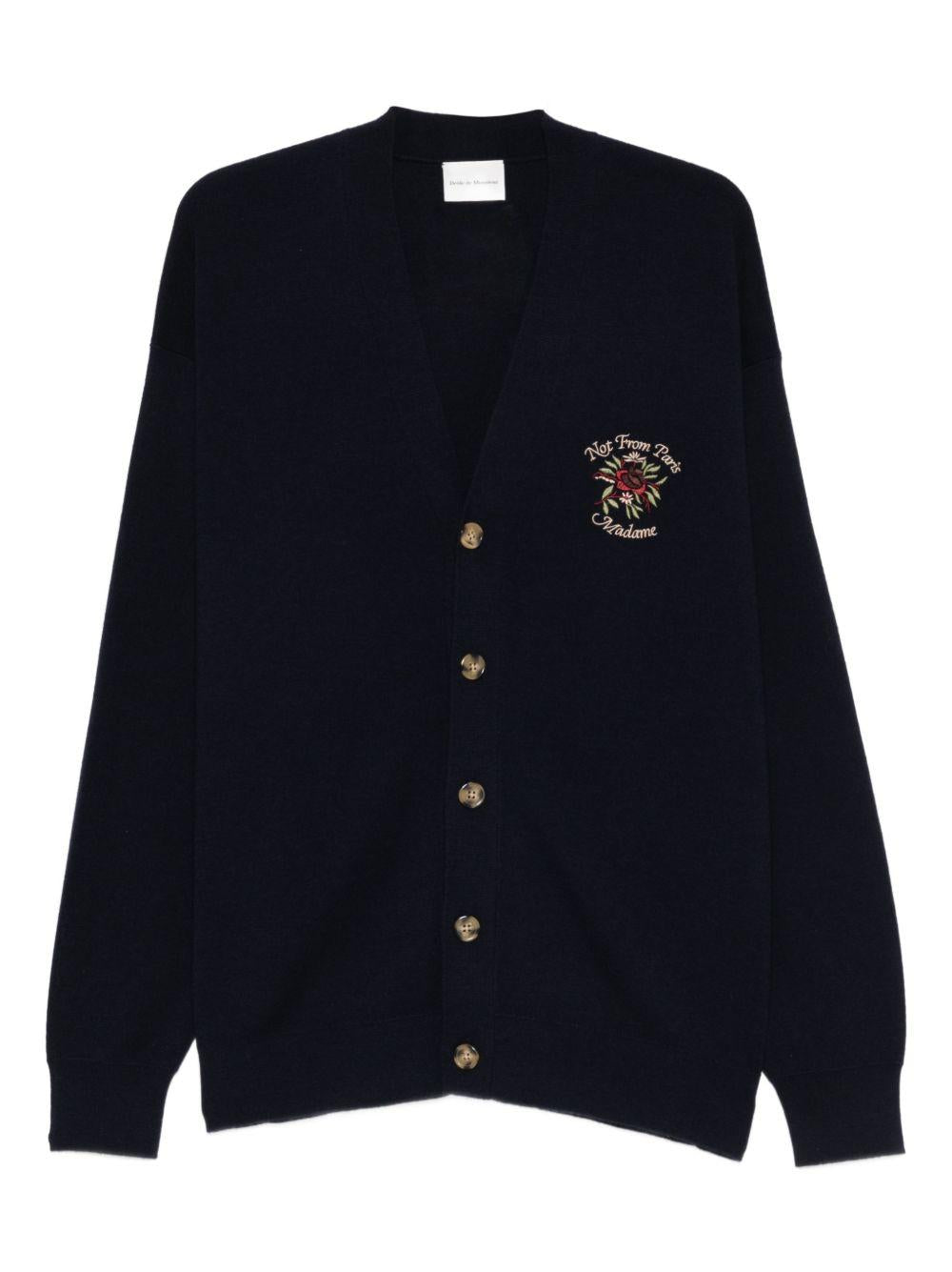 rose-embroidery button-up cardigan I-CA166 WO007NY DRÔLE DE MONSIEUR