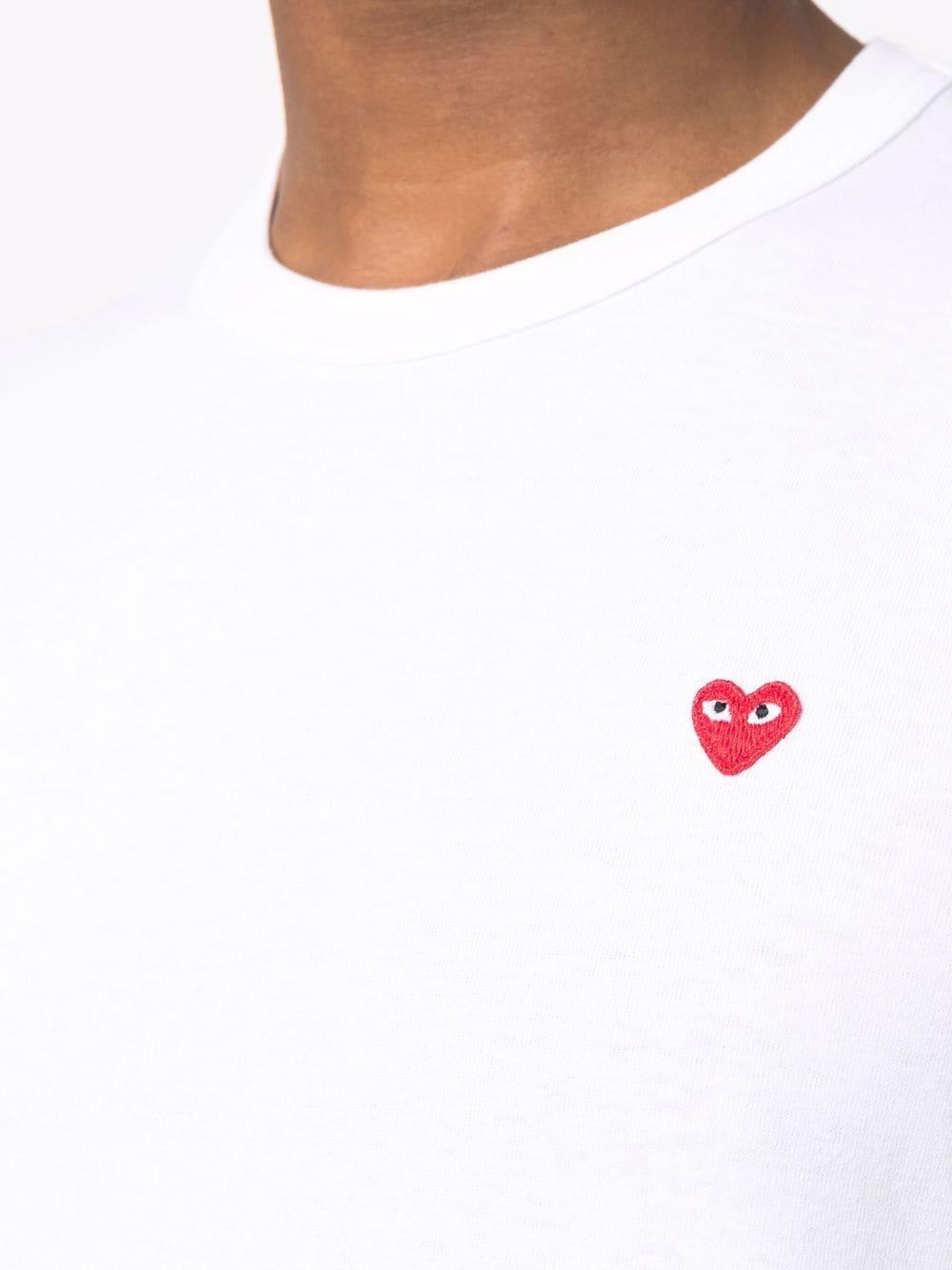 White long sleeves heart print long sleeved shirt AXT308051 WHITE COMME des GARÇONS PLAY x Converse