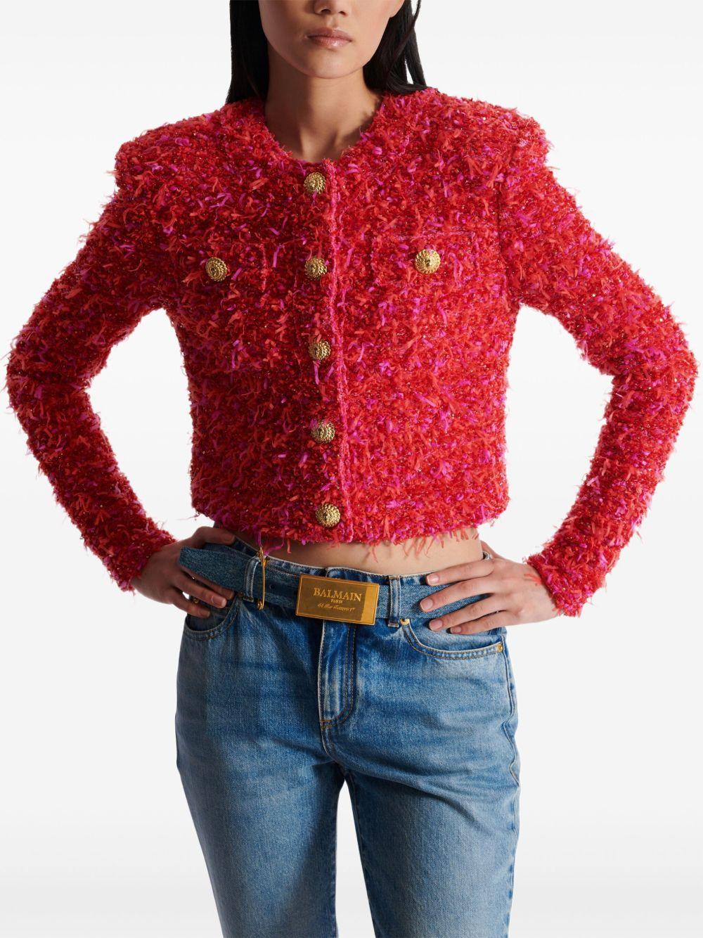 Cropped tweed jacket<BR/><BR/><BR/> EF1SK248KB19 MCW BALMAIN