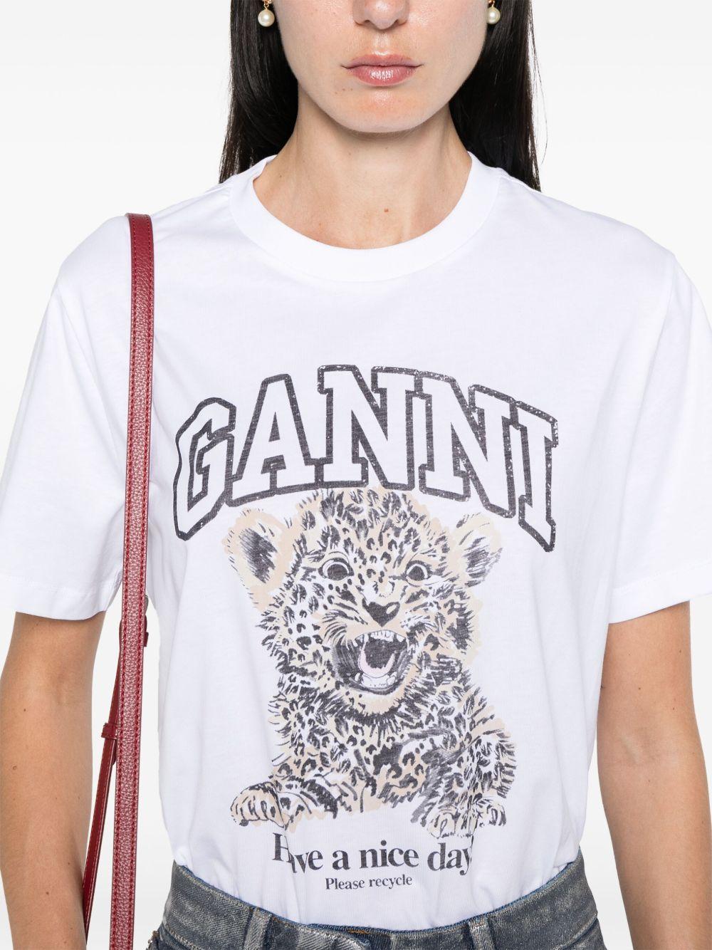 Leopard jersey T-shirt T4124 943 GANNI