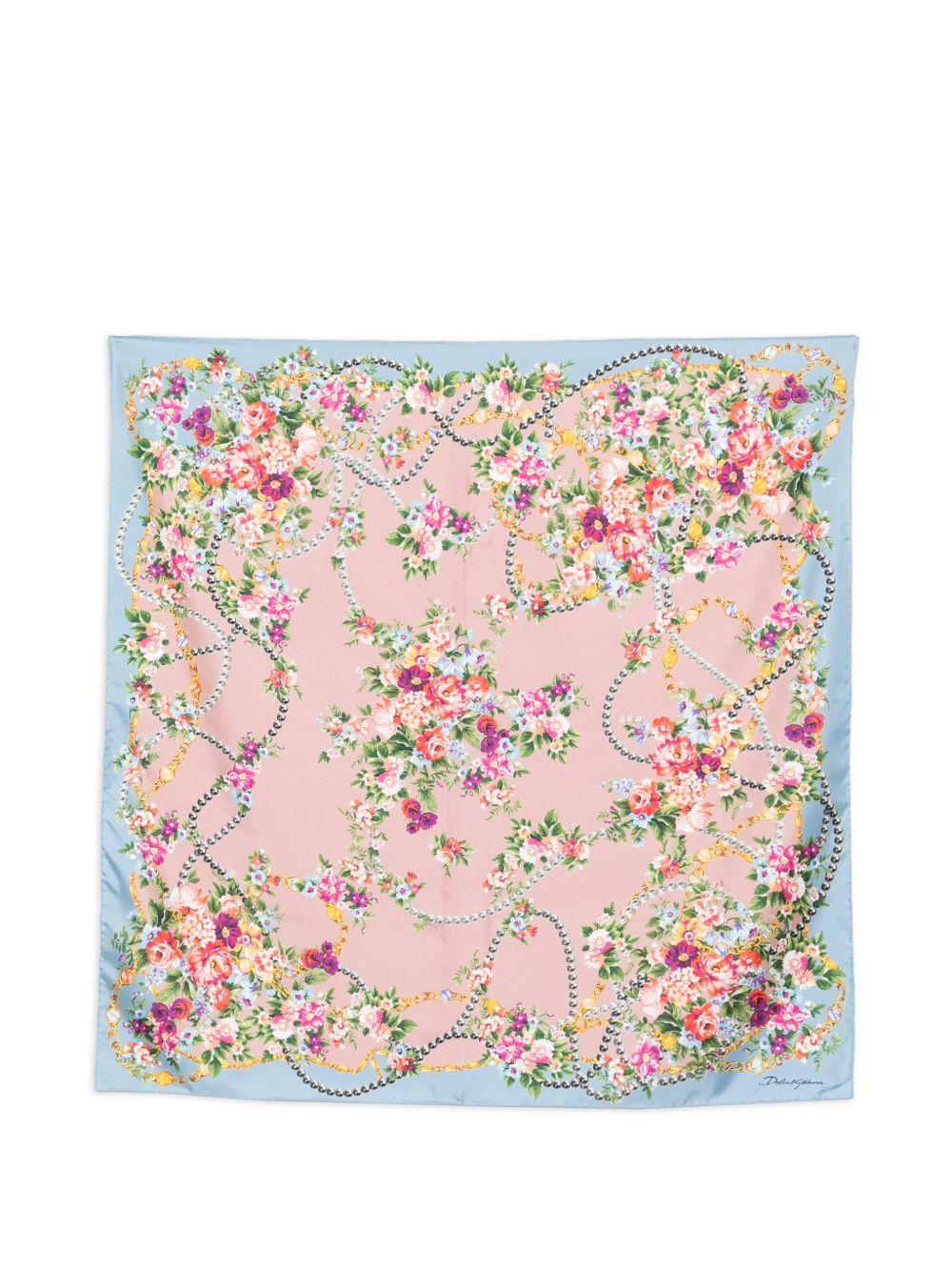 small flower bouquets-print silk twill scarf FN090R GDDLHHF5XK DOLCE & GABBANA