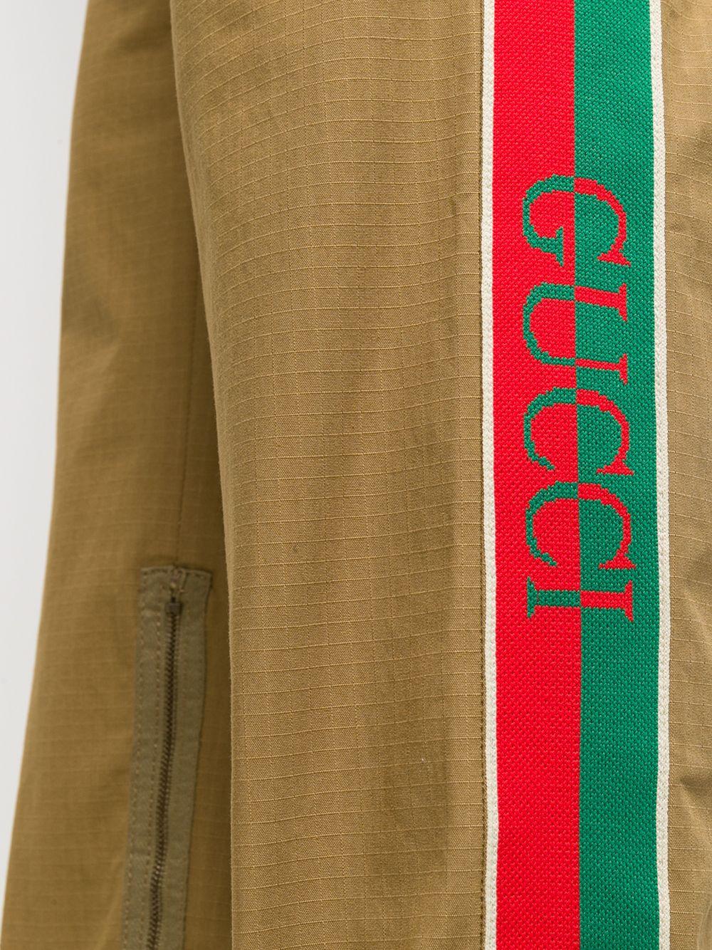 Neutral cotton logo-stripe trousers 615775 XDBBH2109 GUCCI